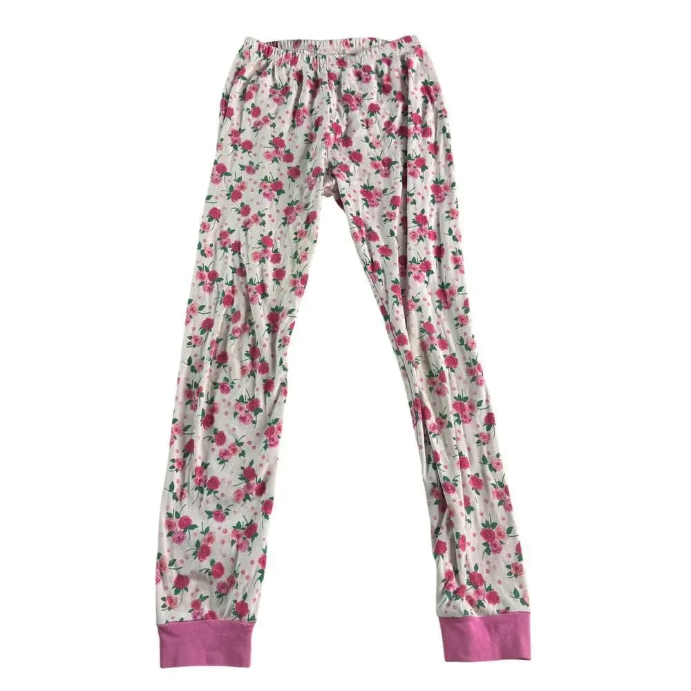 Janie and Jack Girls Pajama Set Size 10 Pink Floral 100% Cotton Short Sleeve
